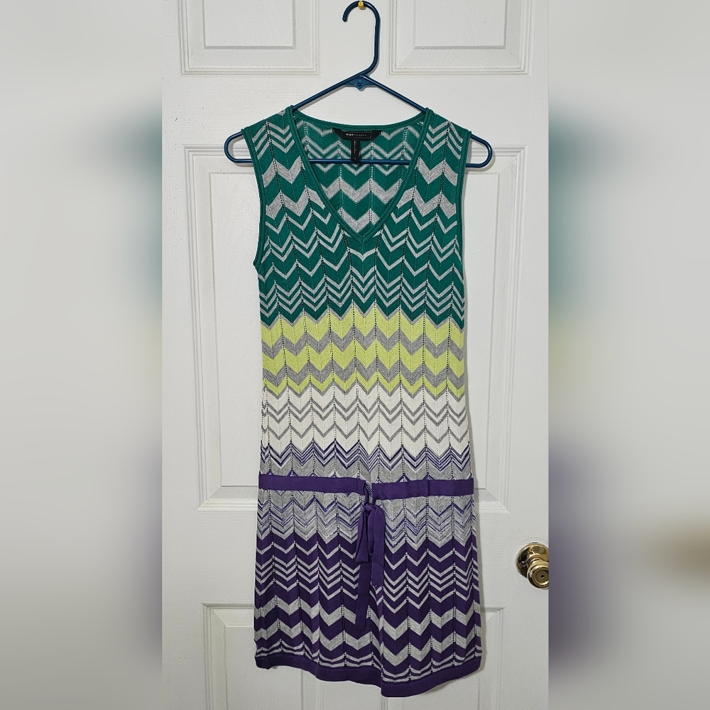 NWOT Women's BCBGMAXAZRIA Multi-Colored Knitted Casual Sleeveless Dress Size XS
